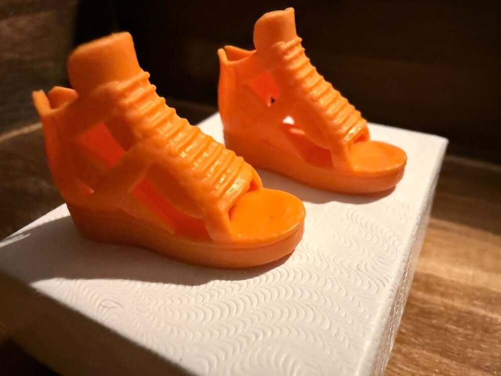 Barbie Neon Orange Wedge Platform Ankle Bootie Doll Shoes